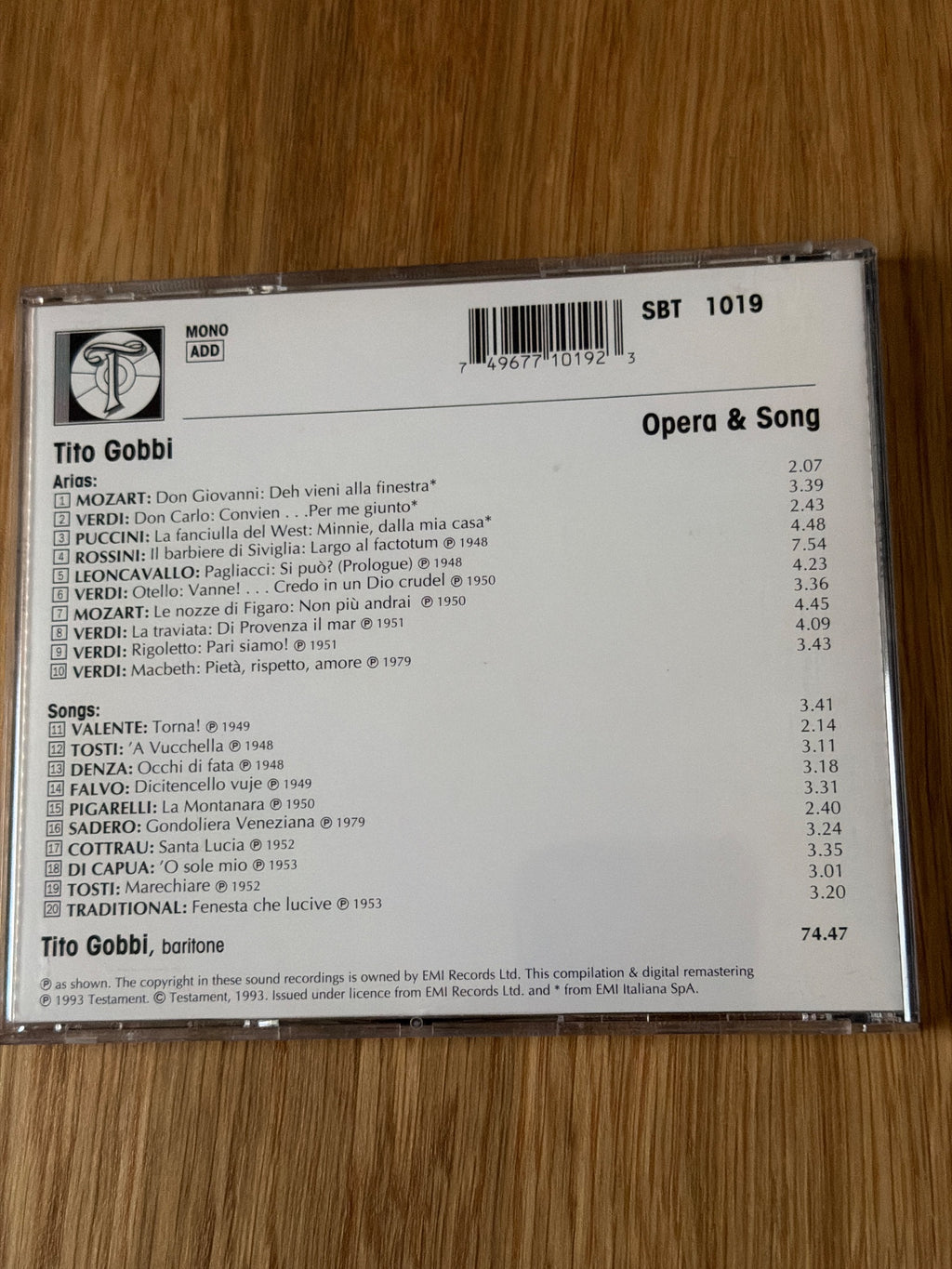 Tito Gobbi - Opera and Song