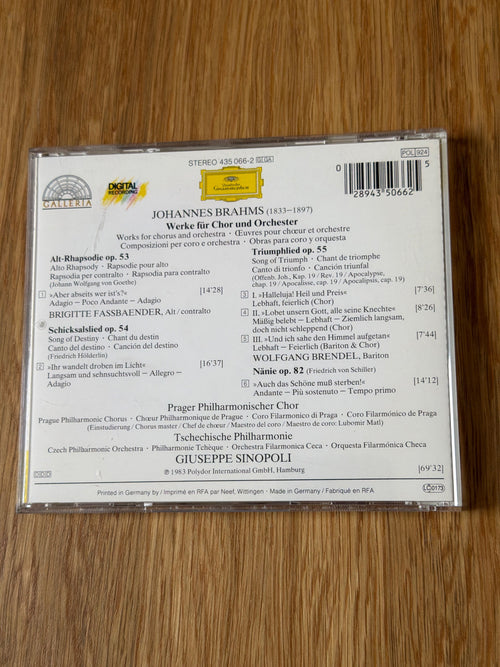 Brigitte Fassbaender ~ Brahms: Alt-Rhapsodie; N nie; Schicksalslied; Triumphlied (used)