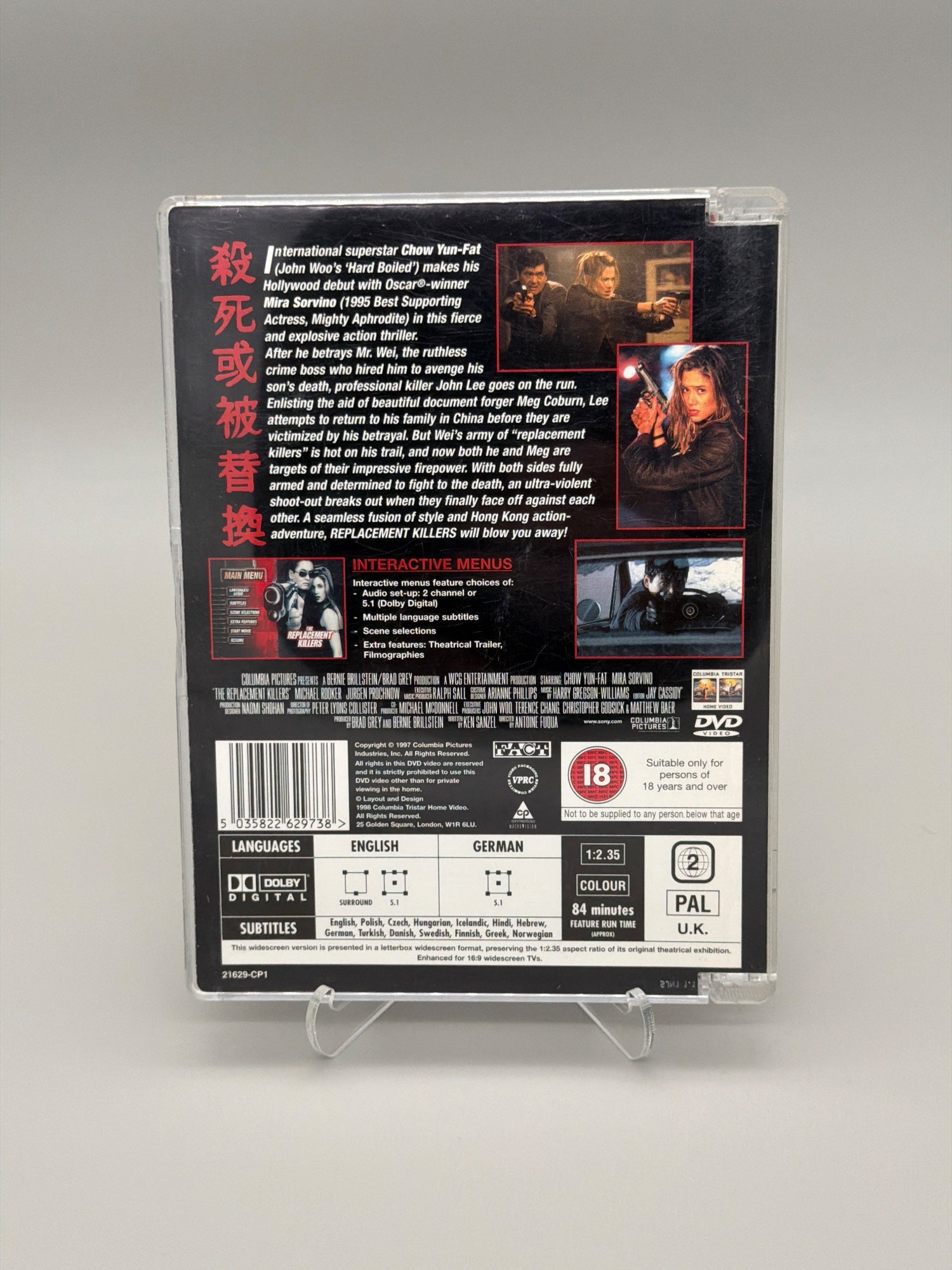 The Replacement Killers [dvd] [1998] By Yun-fat Chow,mira Sorvino,bernie Bril.
