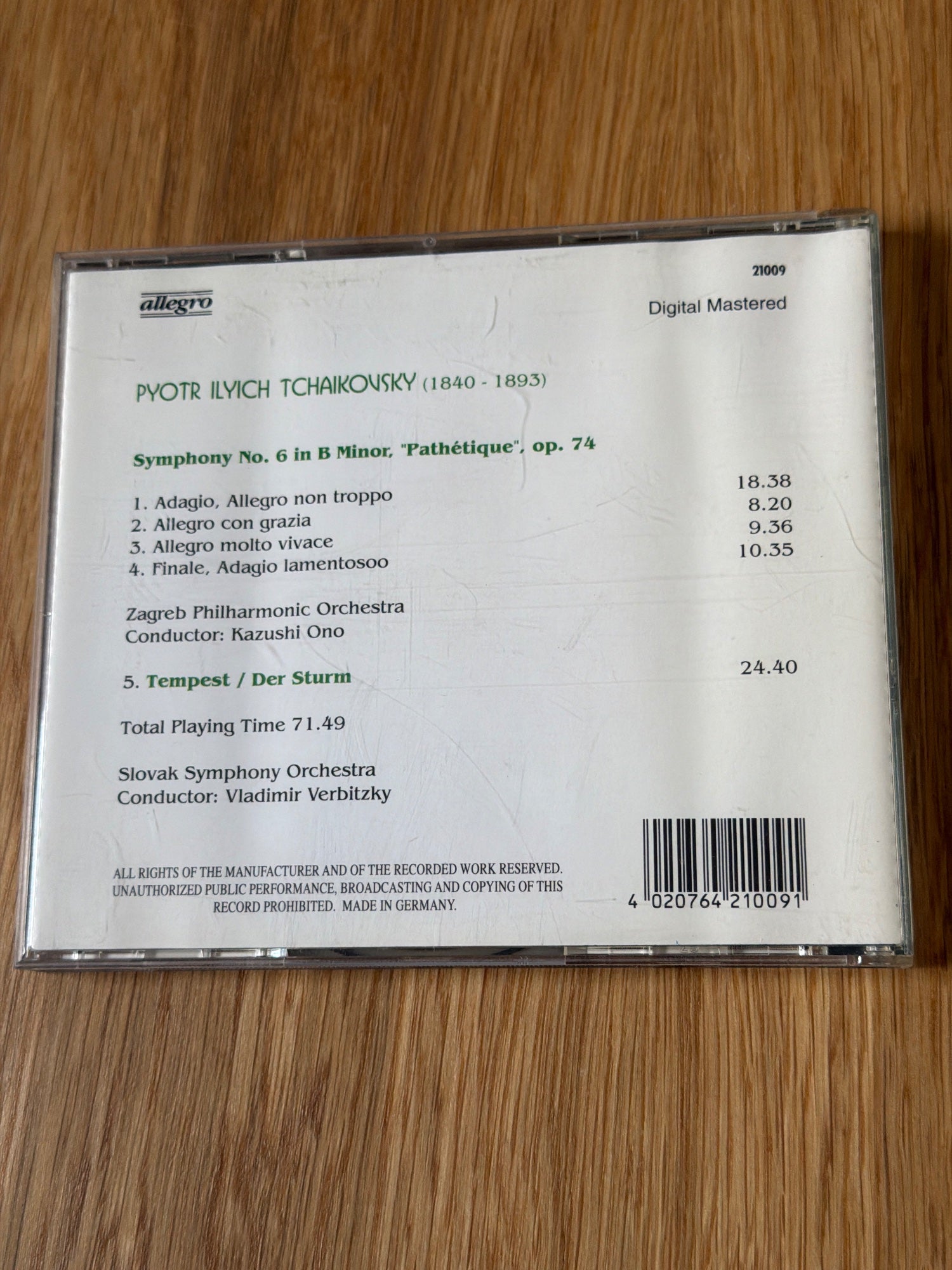 Pyotr Ilyich Tchaikovsky - Symphony No. 6 - CD