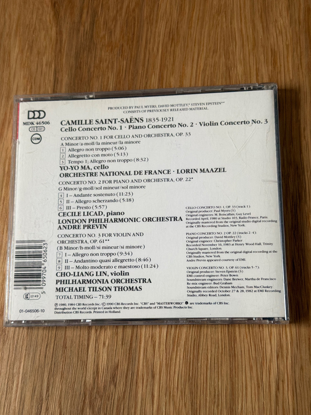 Saint Saens Cello Concerto No. 1. Piano Concerto No.2. Violin Concerto No. 3.