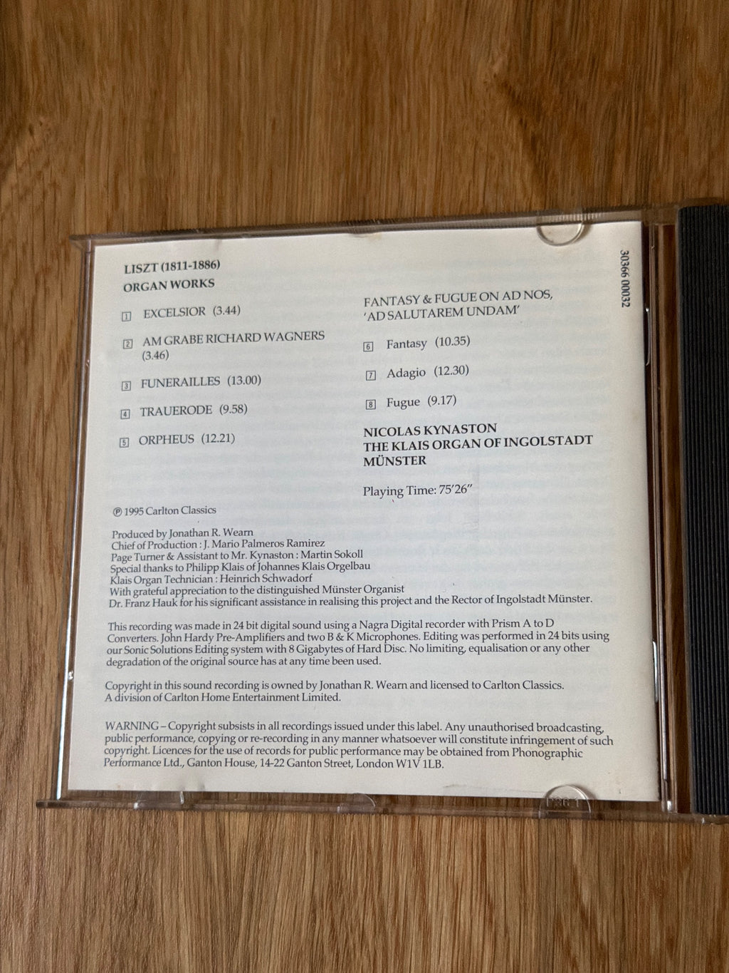 Cd: Liszt - Organ Works, Nicolas Kynaston / The Klais Organ Of Ingolstadt Munste